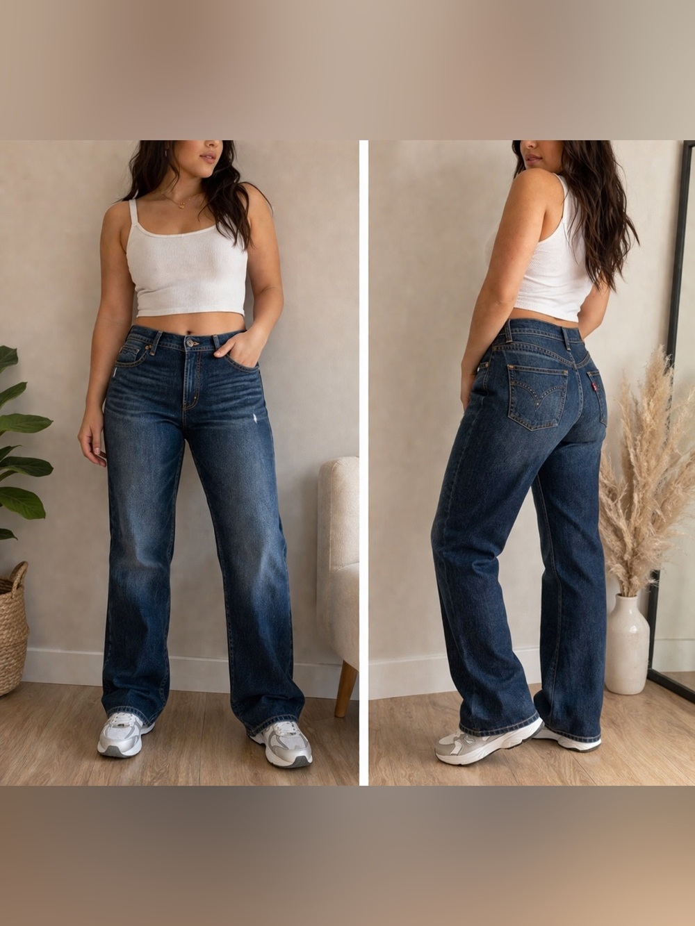 Levi’s Distressed Straight Leg Jeans Women’s 14M Dark Wash Stretch - Picture 9 of 15